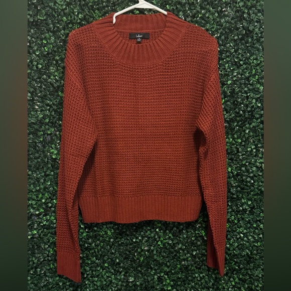 LULU'S Campfire Cozy Brick Red Cropped Sweater - Picture 5 of 11